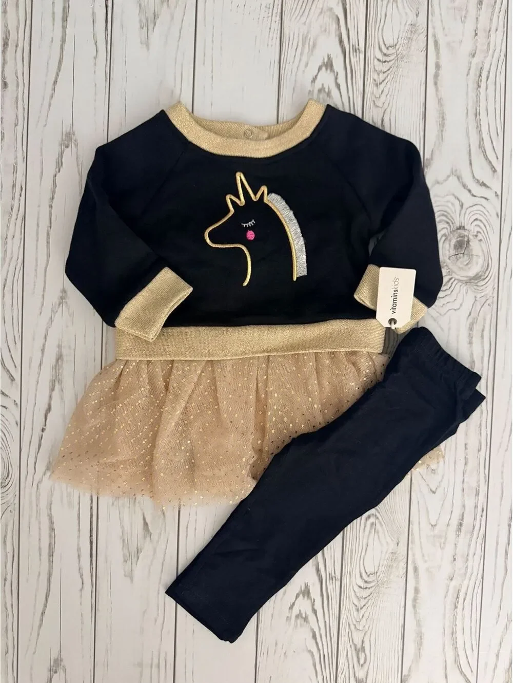 Vitamins Kids Girls 12M NWT Unicorn Tutu Dress Leggings Set